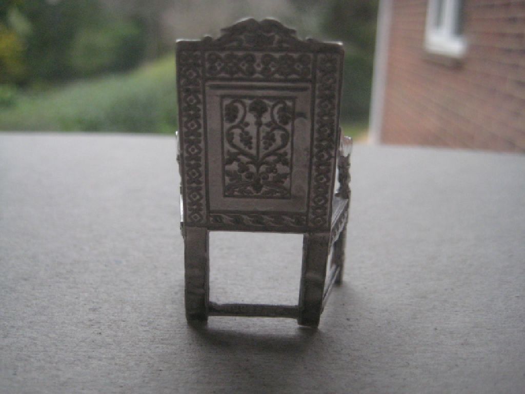 Antique Silver Miniature Dining Chair, Birmingham 1902 - Image 2 of 8