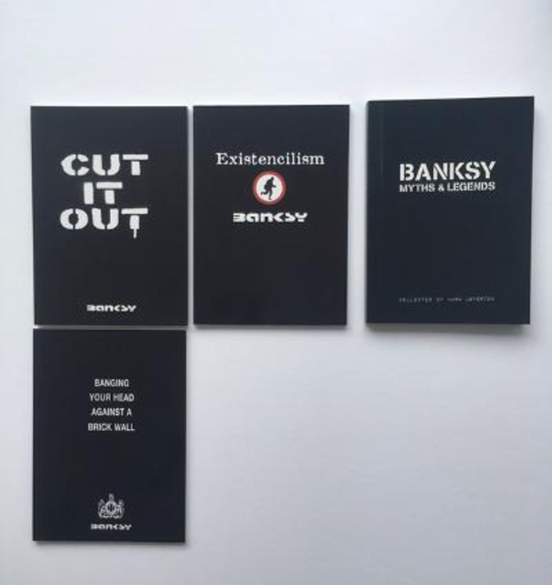 BANKSY Self-published books, Banging Your Head Against a Brick Wall, Existencilism, Cut it Out &m...