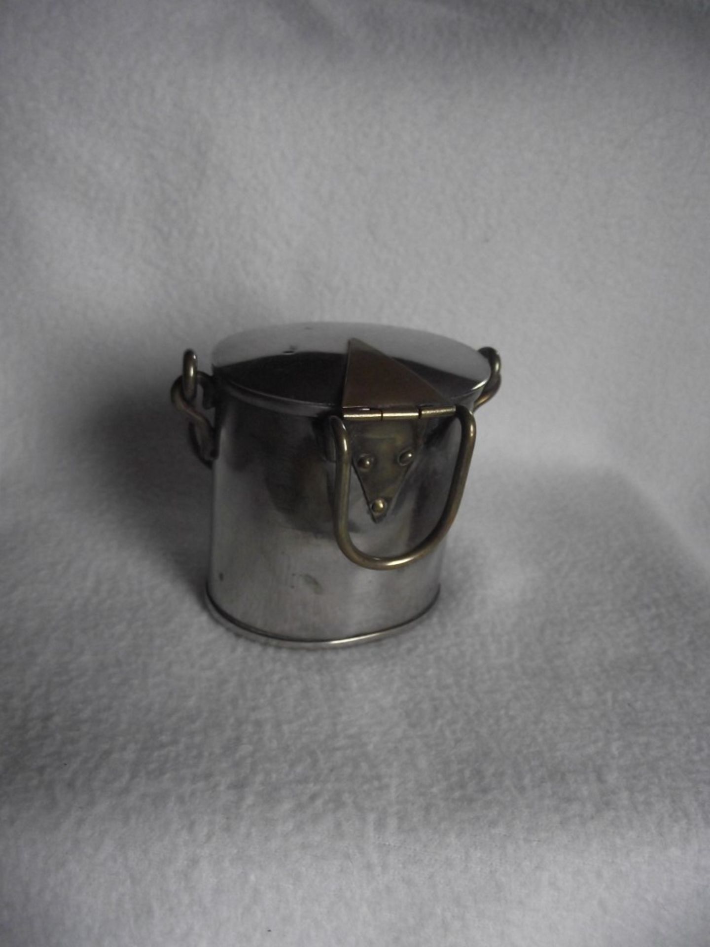 Antique Victorian Novelty Table Vesta Case - Silver Plated Brass Milk Pail - Ca.1890's - Image 4 of 20