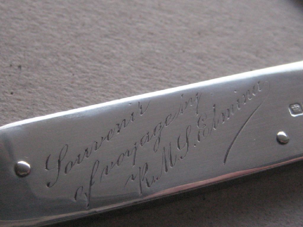 Rare Elder Dempster Engraved All Silver Folding Fruit Knife - Image 3 of 7