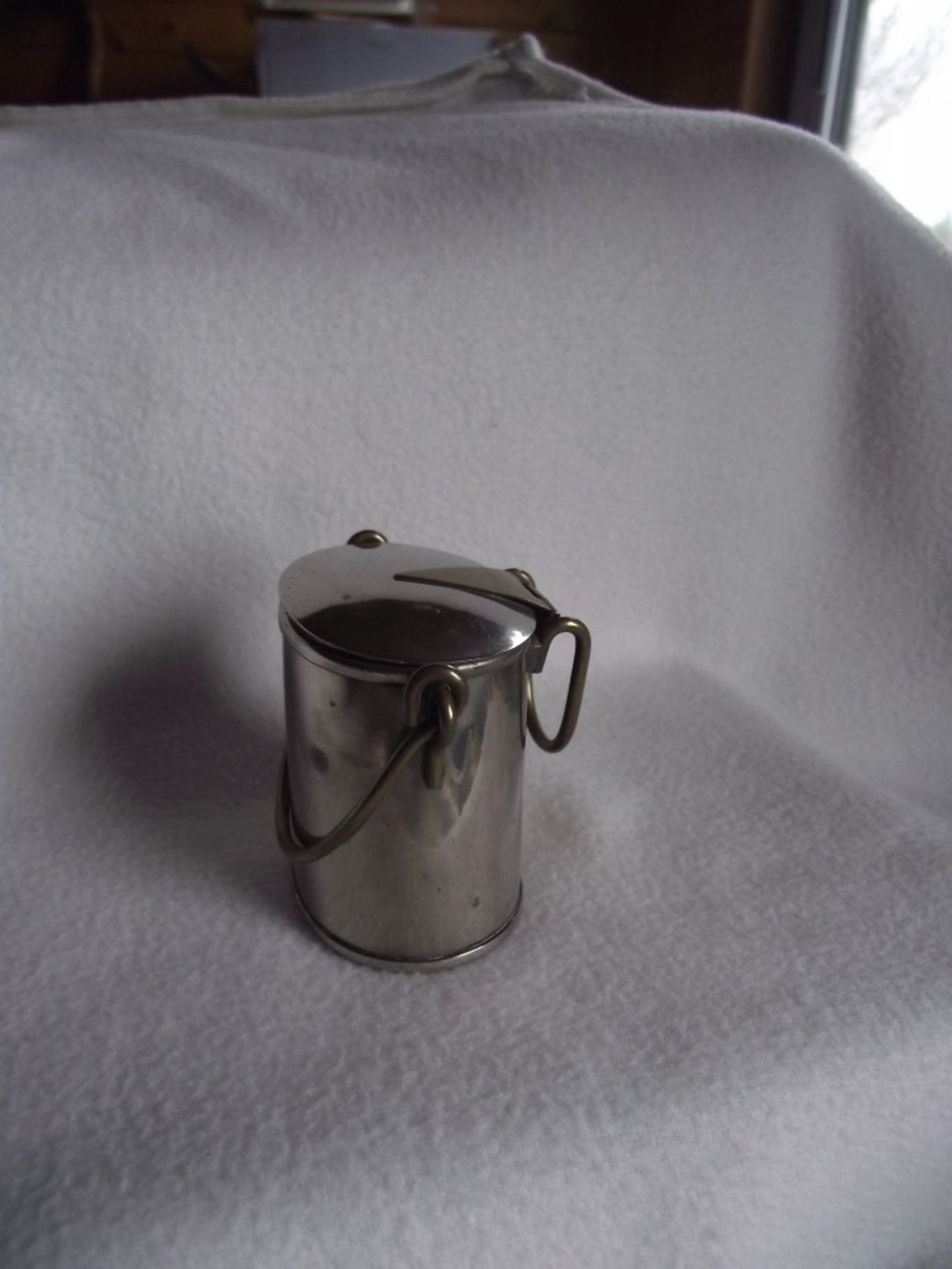 Antique Victorian Novelty Table Vesta Case - Silver Plated Brass Milk Pail - Ca.1890's - Image 3 of 20