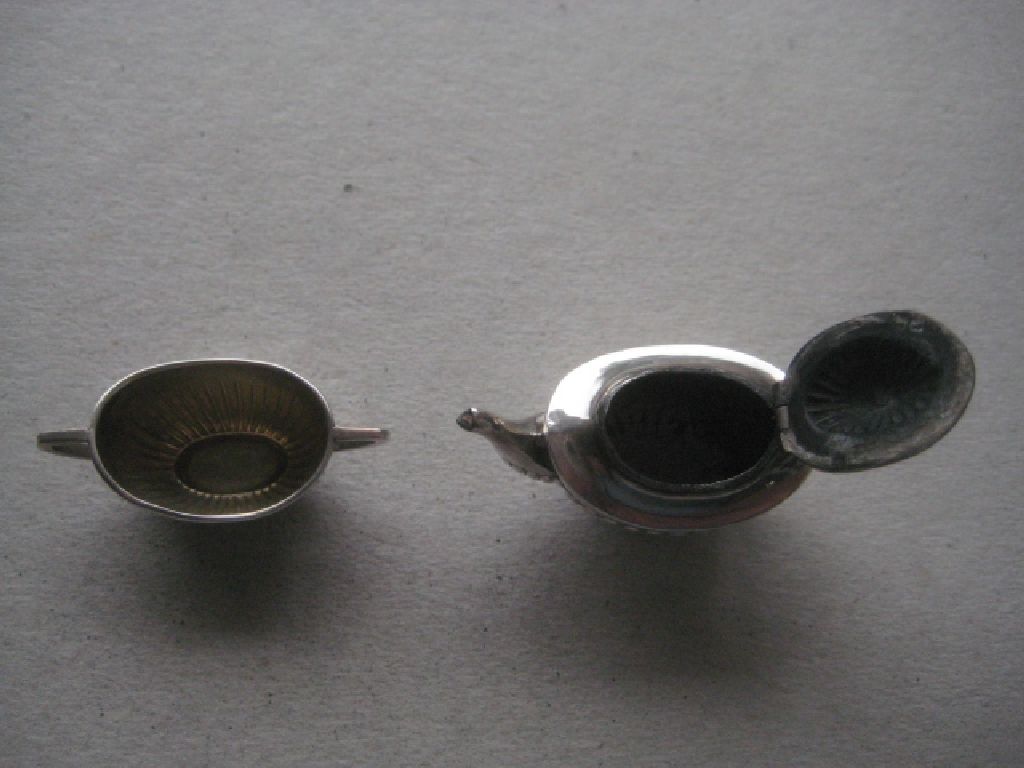Antique Miniature Silver Teapot and Sugar Bowl, Tray Set - Image 12 of 15