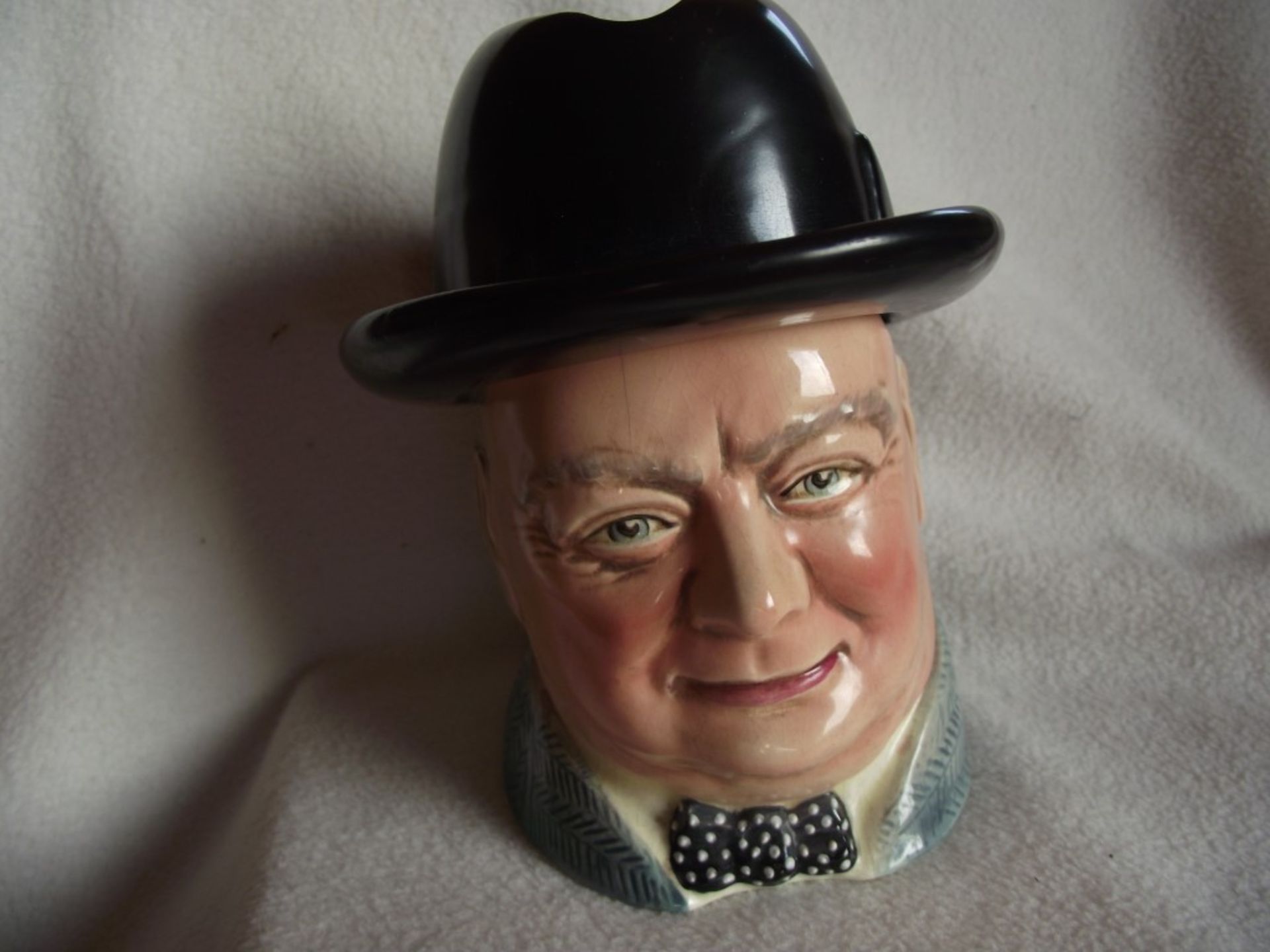 Winston Churchill Tobacco Jar/Hat Ashtray -T Lawrence Falcon Ware England 1950's - Image 16 of 17