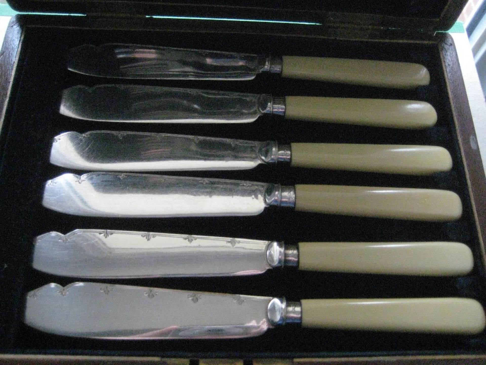 Vintage Set of 12 Piece Fish Servers Knives and Forks in Original Case - Image 3 of 9