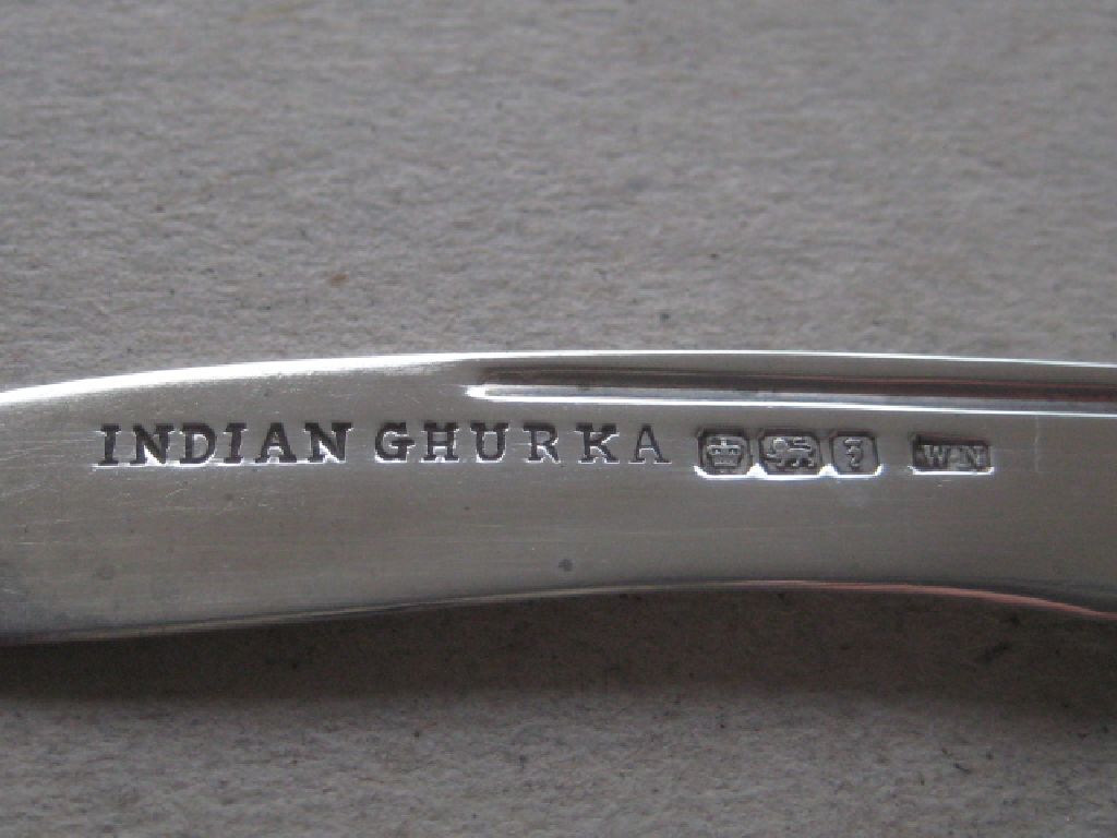 Rare George V Indian Ghurka Mother of Pearl Hafted Silver Bladed Folding Fruit Knife - Image 6 of 9