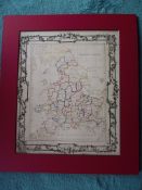 Mid 19th Century Hand Drawn Map of "England & Wales By Jane Edwards Mid's 1860"