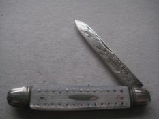 George V Mother of Pearl Hafted Silver Bladed Folding Fruit Knife