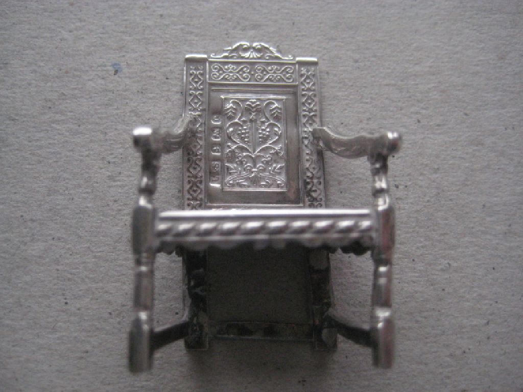 Antique Silver Miniature Dining Chair, Birmingham 1902 - Image 3 of 8