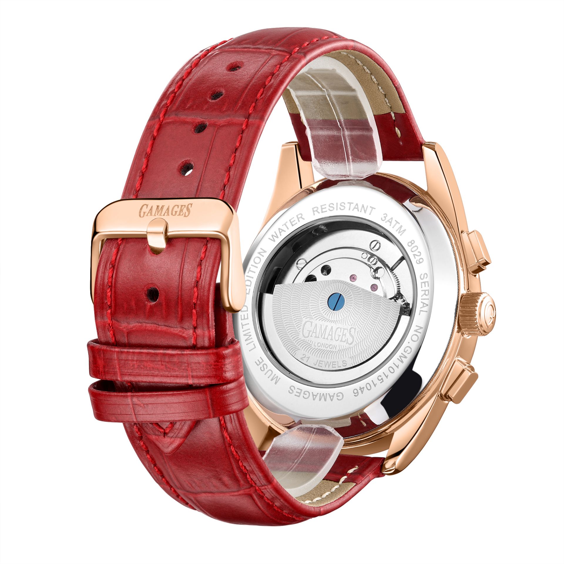 Gamages of London Hand Assembled Muse Automatic Rose Red - 5 Year Warranty and Free Delivery - Image 5 of 5