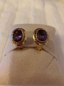 18 Karat Gold Earrings With Amethyst Stones