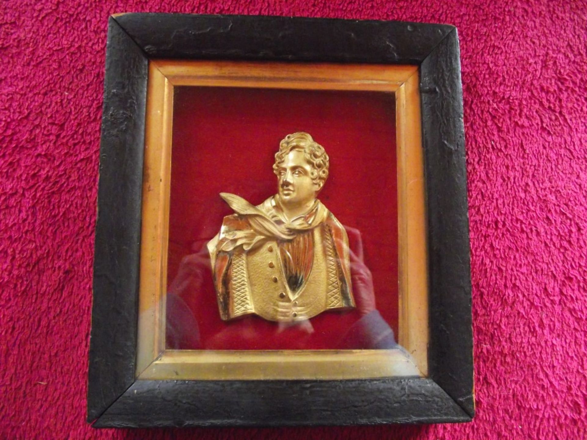 Antique Gilt Bronze Relief Plaque of Lord Byron As A Young Sailor - Circa 1870's - Image 4 of 14