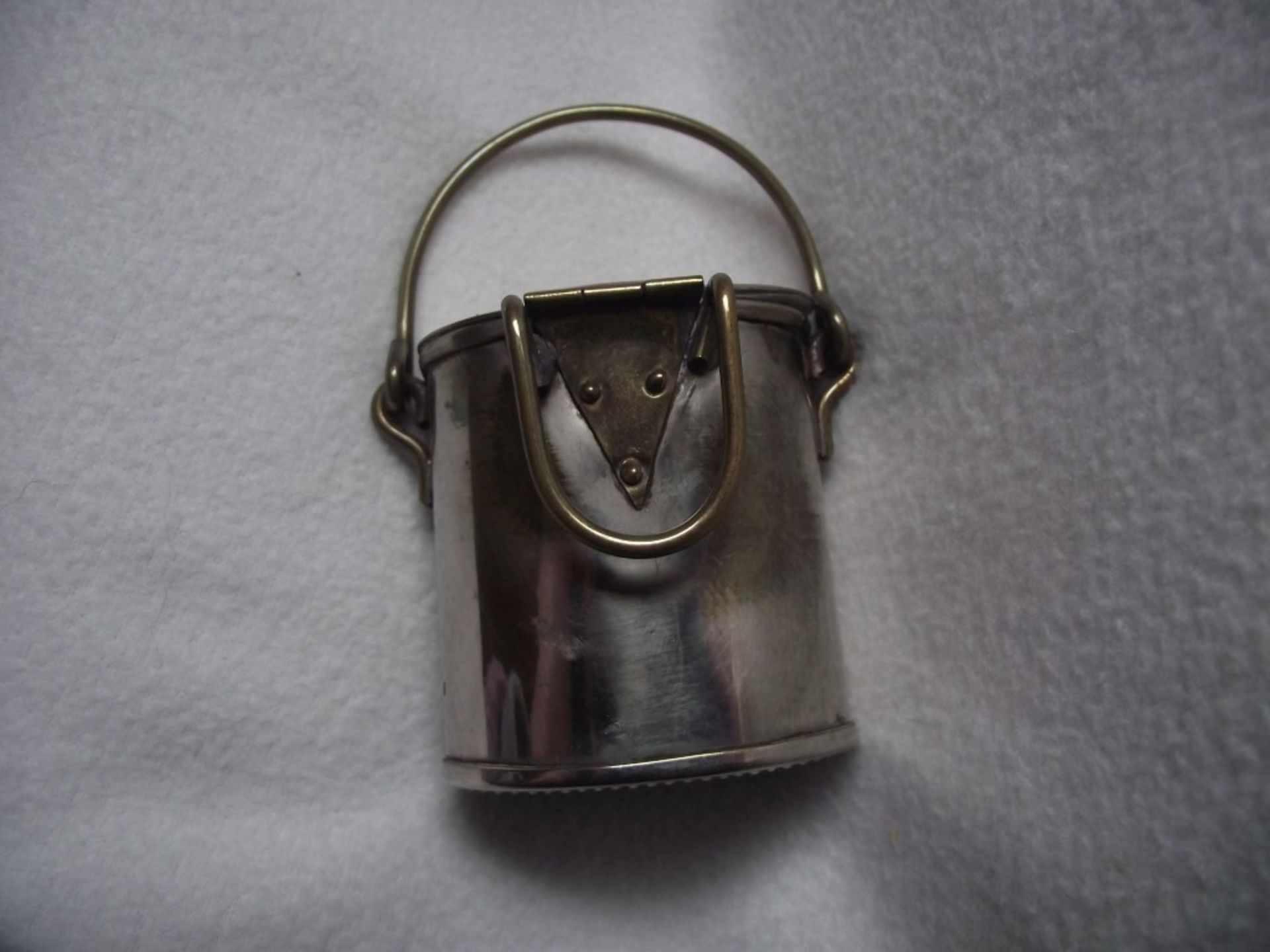 Antique Victorian Novelty Table Vesta Case - Silver Plated Brass Milk Pail - Ca.1890's - Image 9 of 20