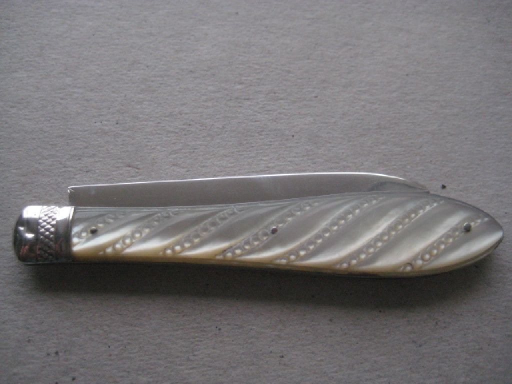 Victorian Mother of Pearl Hafted Silver Bladed Folding Fruit Knife and Fork, Cased - Image 16 of 25