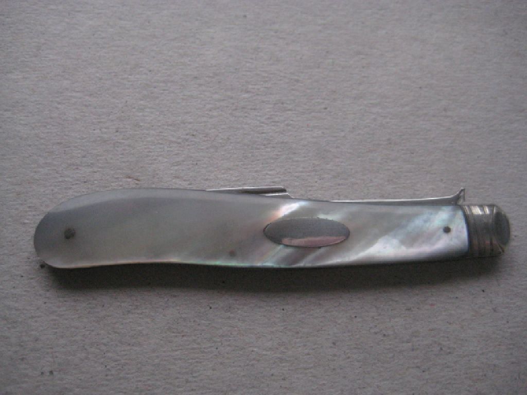 Rare George IV Mother of Pearl Hafted Silver Bladed Folding Fruit Fork - Image 8 of 9