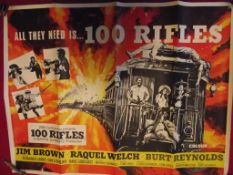 Original UK Quad Film Poster - "100 RIFLES" - 1969
