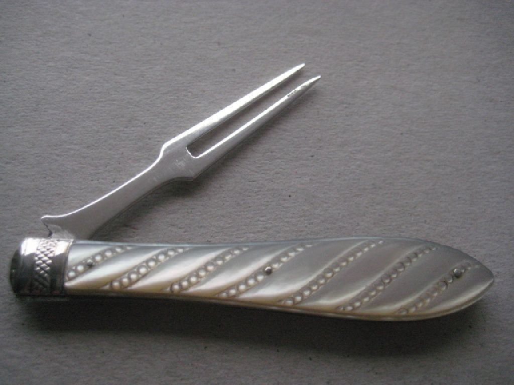 Victorian Mother of Pearl Hafted Silver Bladed Folding Fruit Knife and Fork, Cased - Image 18 of 25