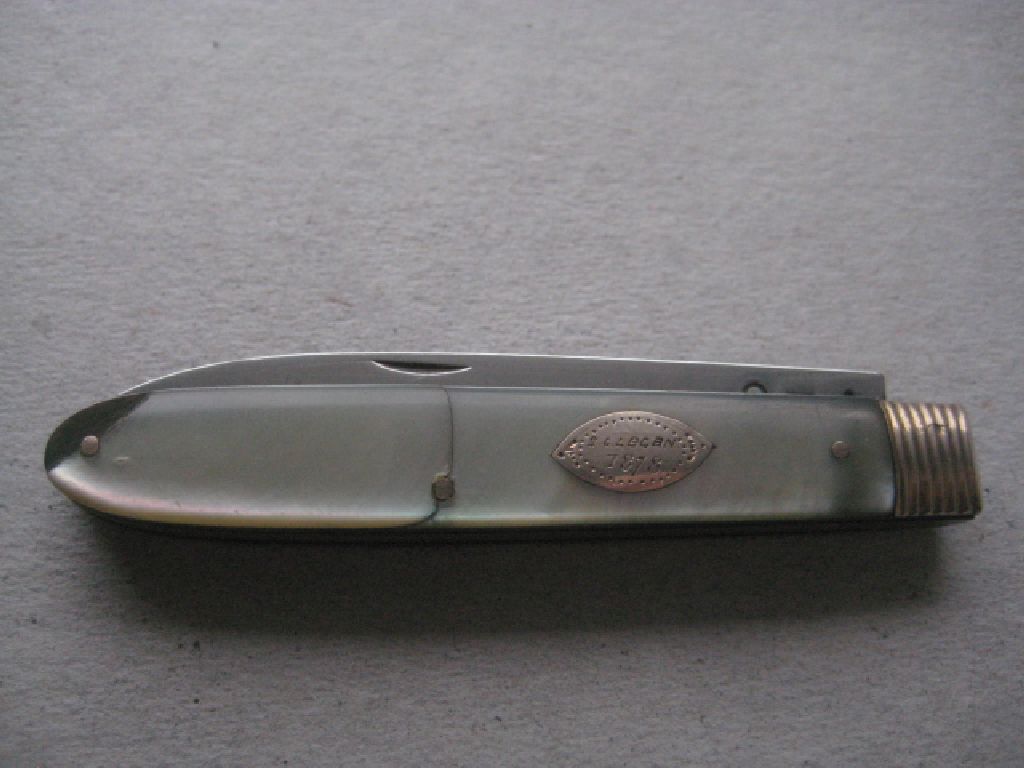 Rare George III Gold Mounted Slotting Silver Bladed Folding Fruit Knife and Fork - Image 7 of 8