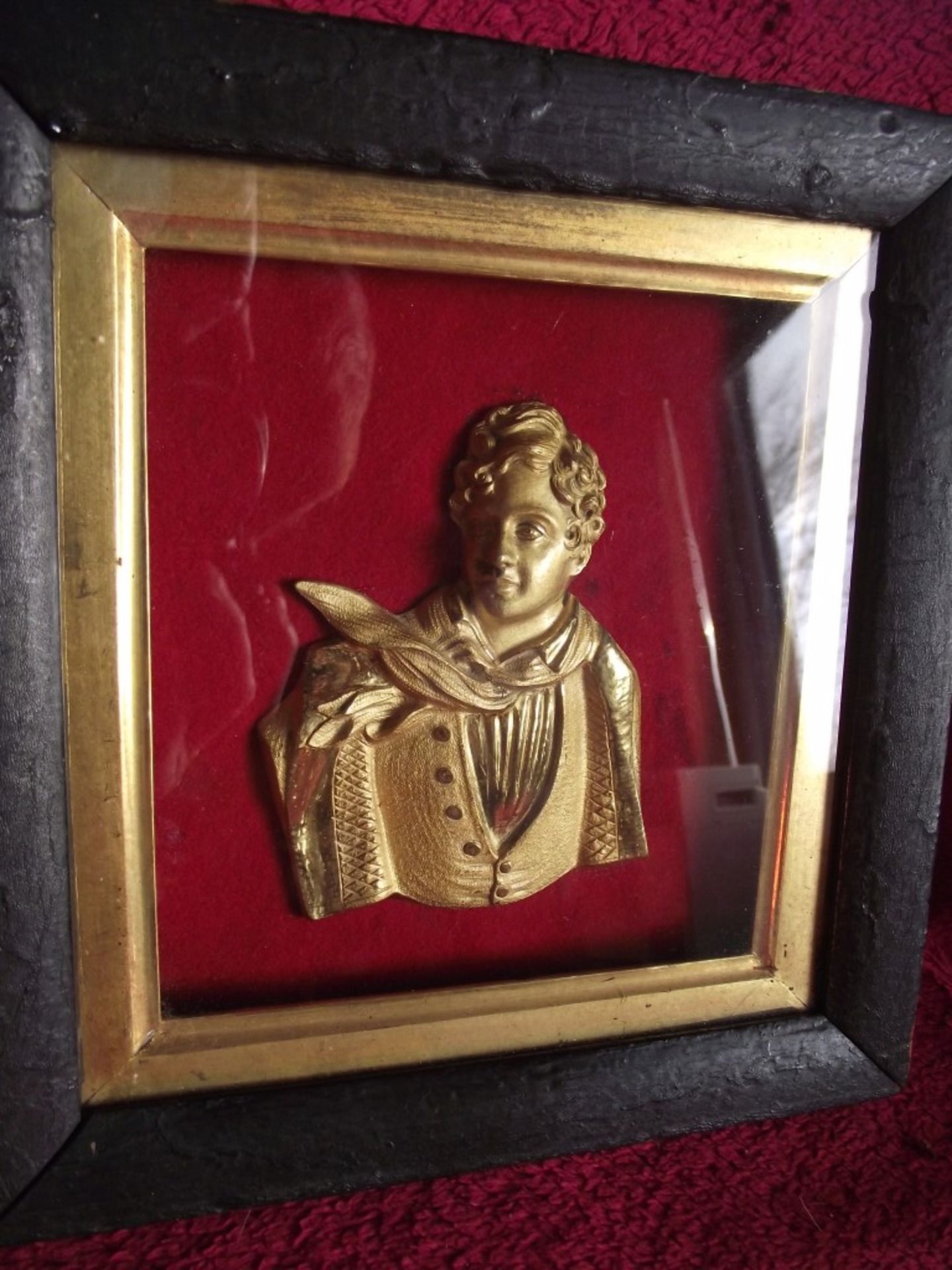 Antique Gilt Bronze Relief Plaque of Lord Byron As A Young Sailor - Circa 1870's - Image 2 of 14