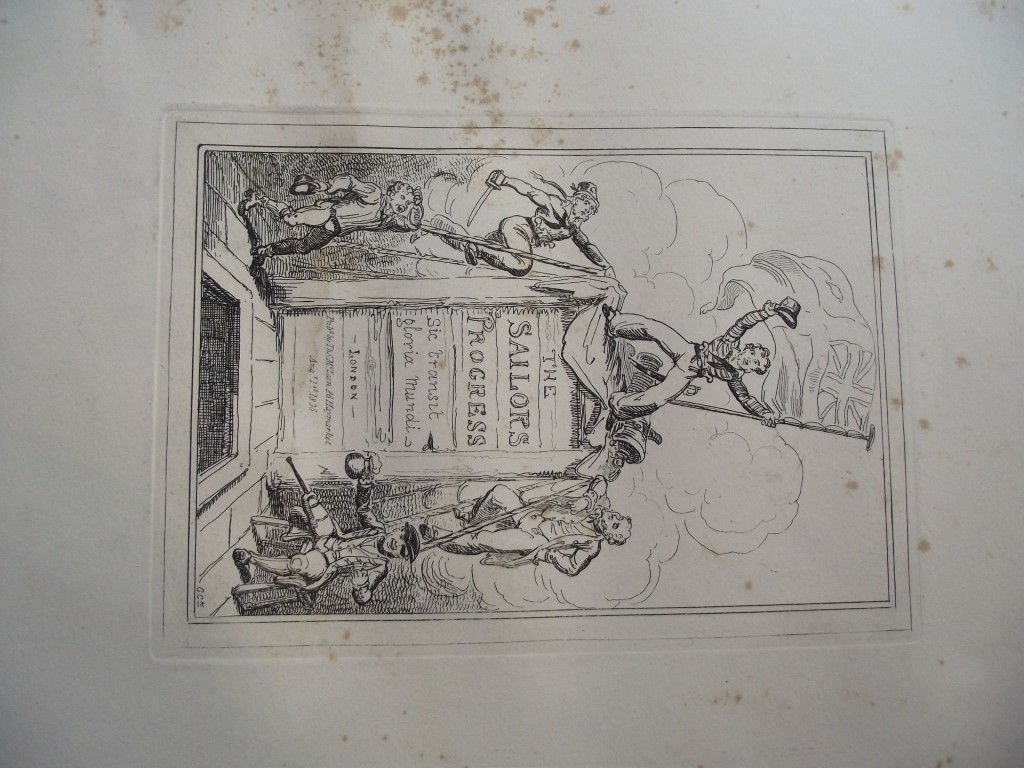 9 George Cruikshank Engravings - "The Sailor's Progress" - Bentley London 1875 - Image 2 of 12