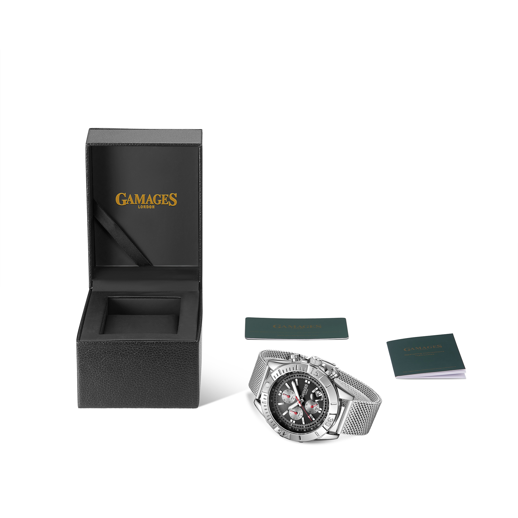 Gamages of London Hand Assembled Gild Quartz Hybrid Silver Black- 5 Year Warranty and Free Delive...