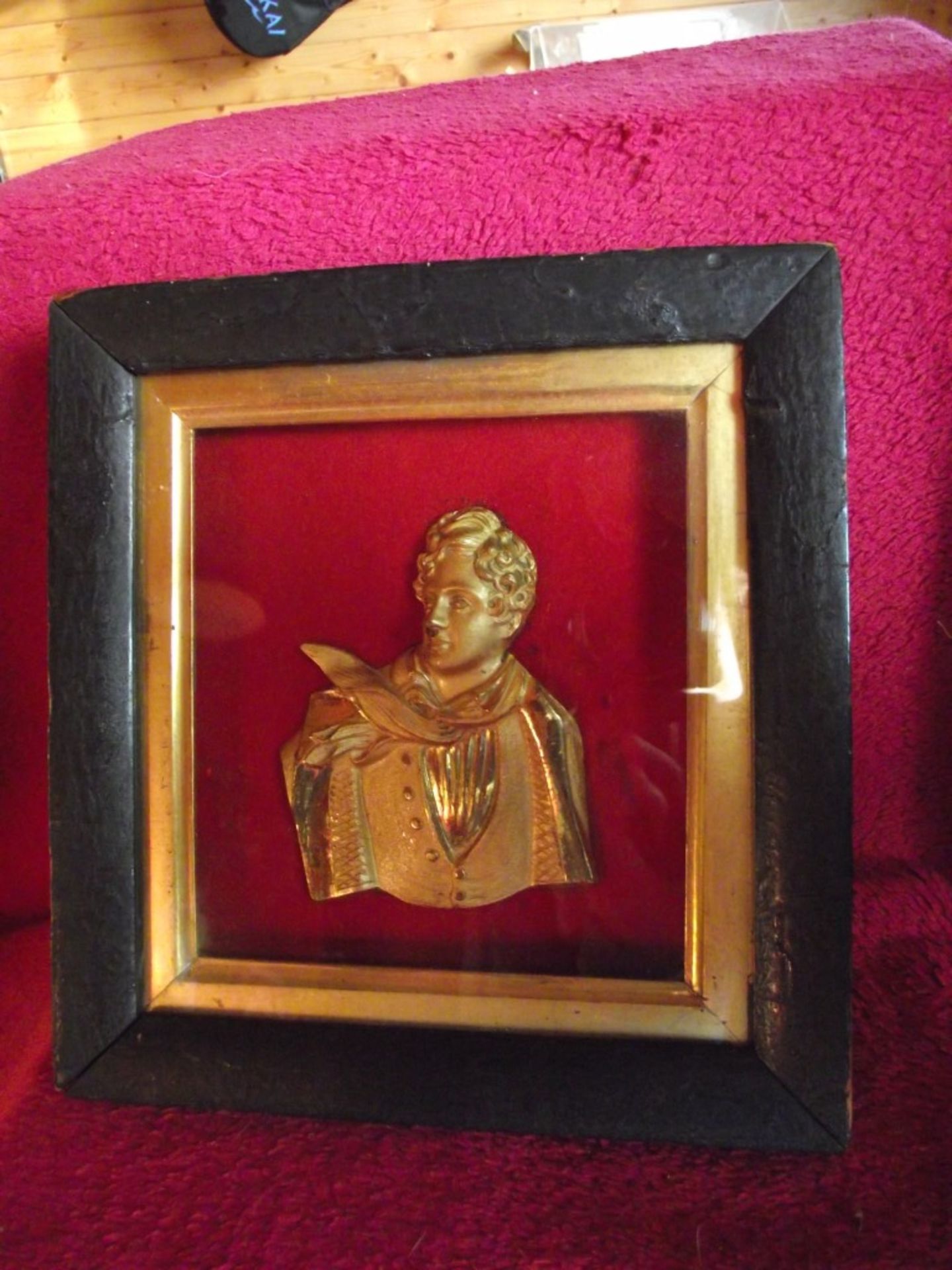 Antique Gilt Bronze Relief Plaque of Lord Byron As A Young Sailor - Circa 1870's