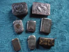 8 x Antique Vesta Cases, Snuff Boxes & Cigarette Box8 x Antique Vesta Cases, Snuff Boxes & Cigarette