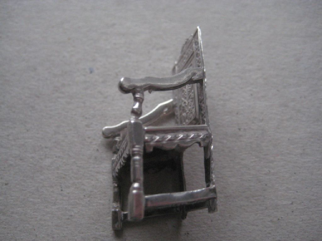 Antique Silver Miniature Dining Chair, Birmingham 1902 - Image 5 of 8