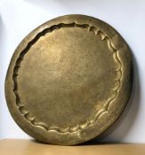 Antique Engraved Brass Tray Handmade, Large, 72 cm Decorative Rare Collectors