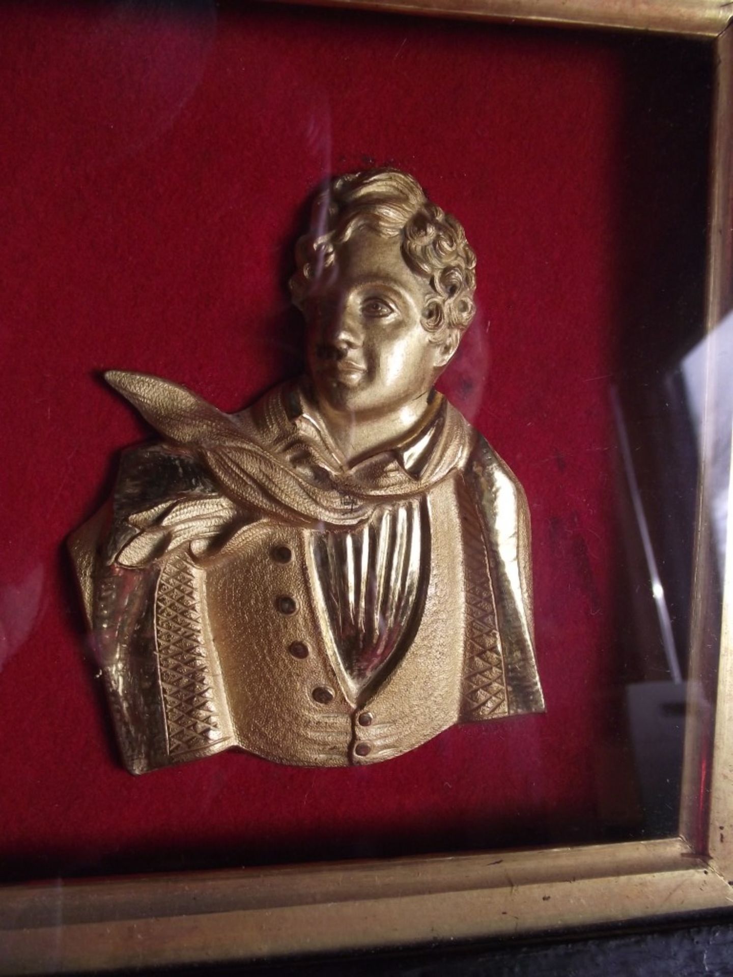 Antique Gilt Bronze Relief Plaque of Lord Byron As A Young Sailor - Circa 1870's - Image 3 of 14