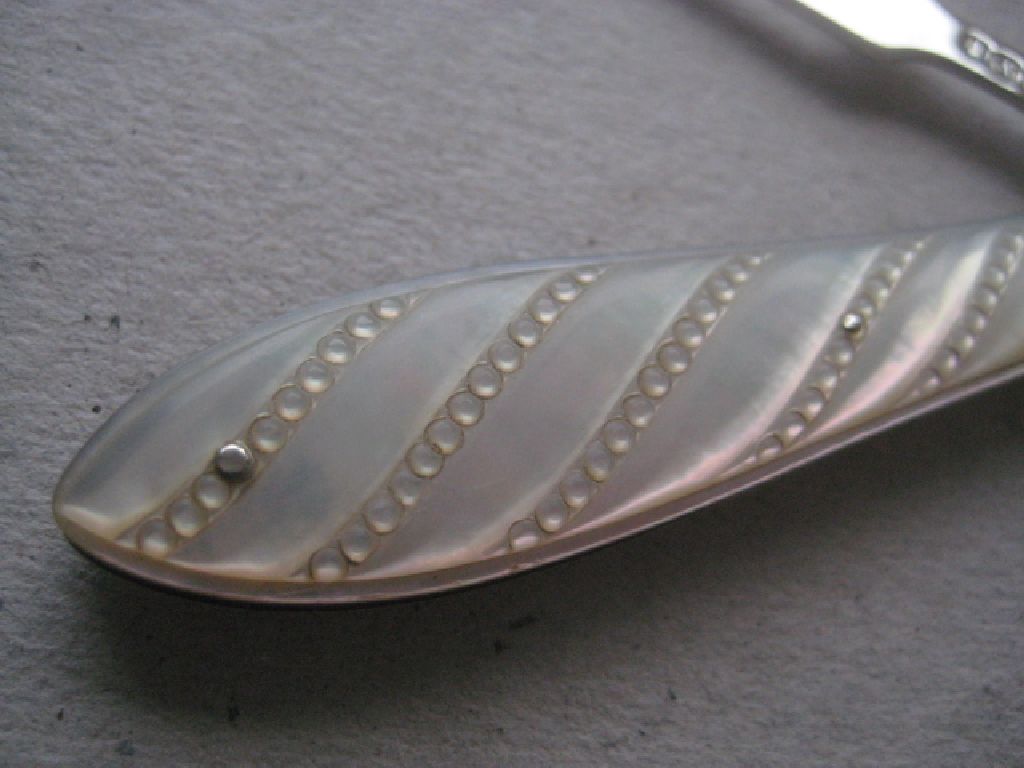 Victorian Mother of Pearl Hafted Silver Bladed Folding Fruit Knife and Fork, Cased - Image 19 of 25