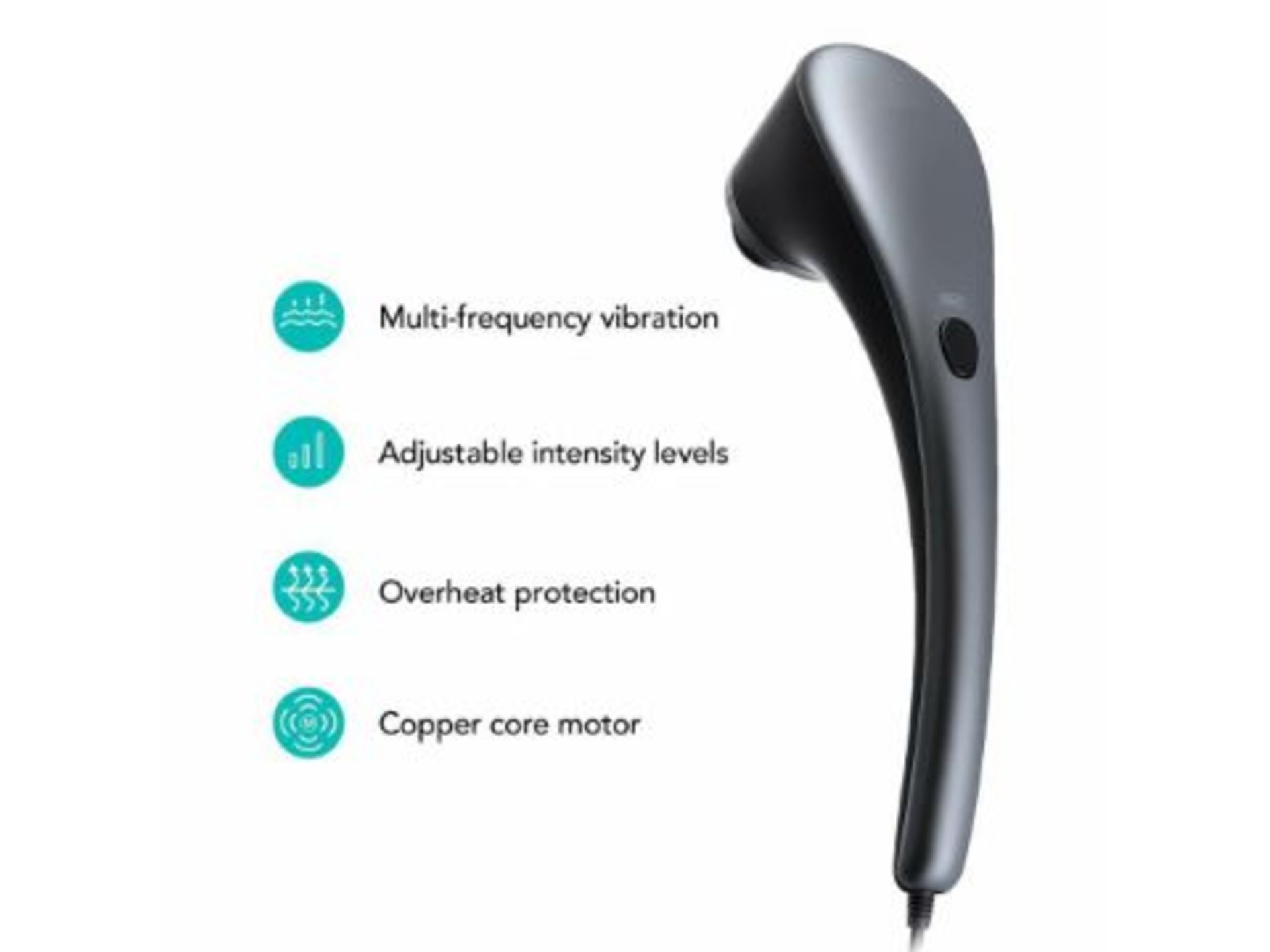 NAIPO Handheld Percussion Massager with Heating 6 Interchangeable Massage Nodes Stepless Speed - Image 2 of 3