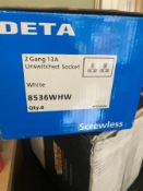 6X 2 Gang 13A Unswitched Sockets White Deta Screw Less
