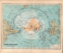 South Polar Chart Double Sided Antique 1896 Map.