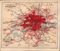 London Environs Area Double Sided Victorian 1896 Map.