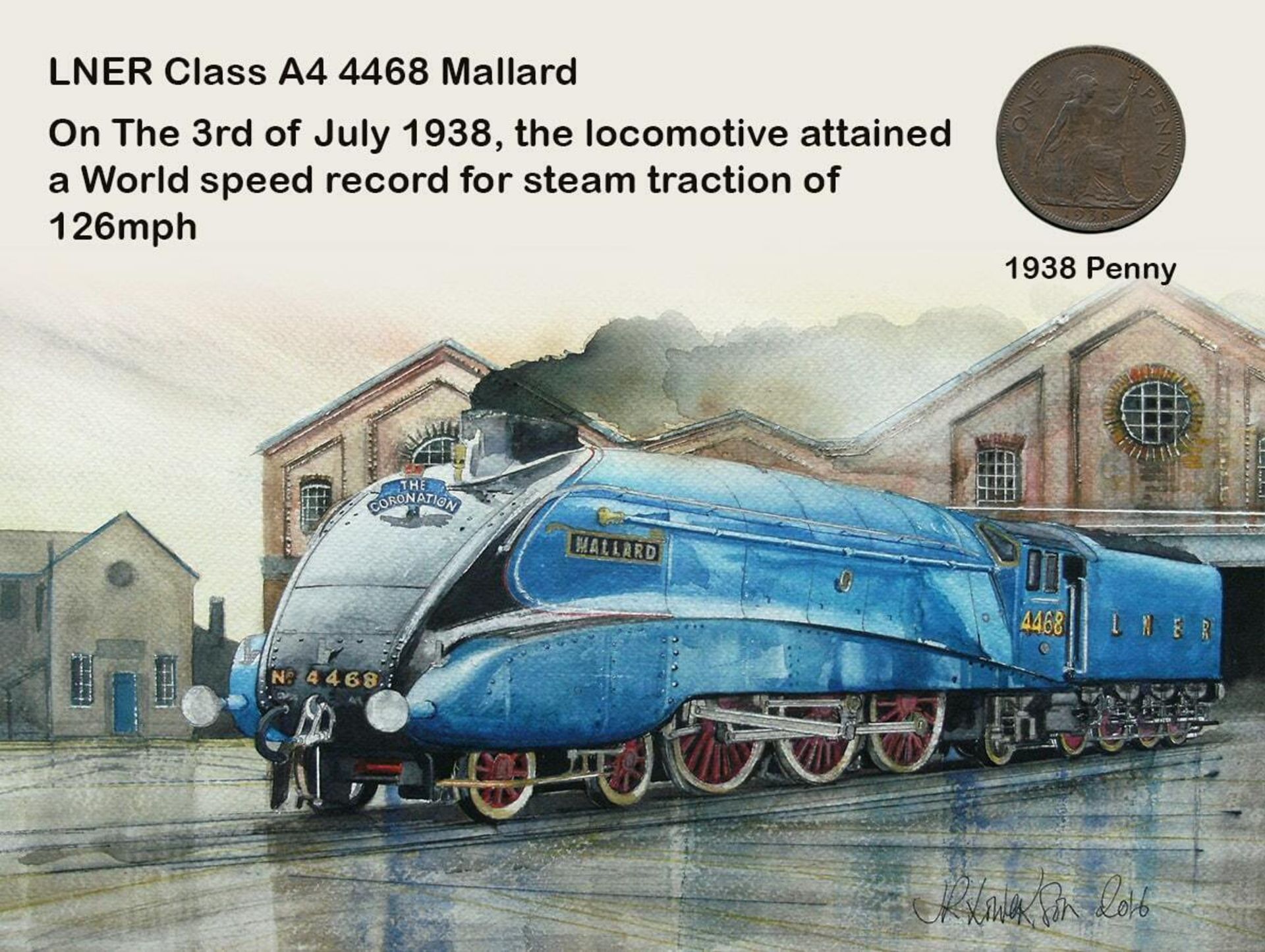 Steam Engine The Mallard 1938 World Speed Record Metal Coin Set 3.