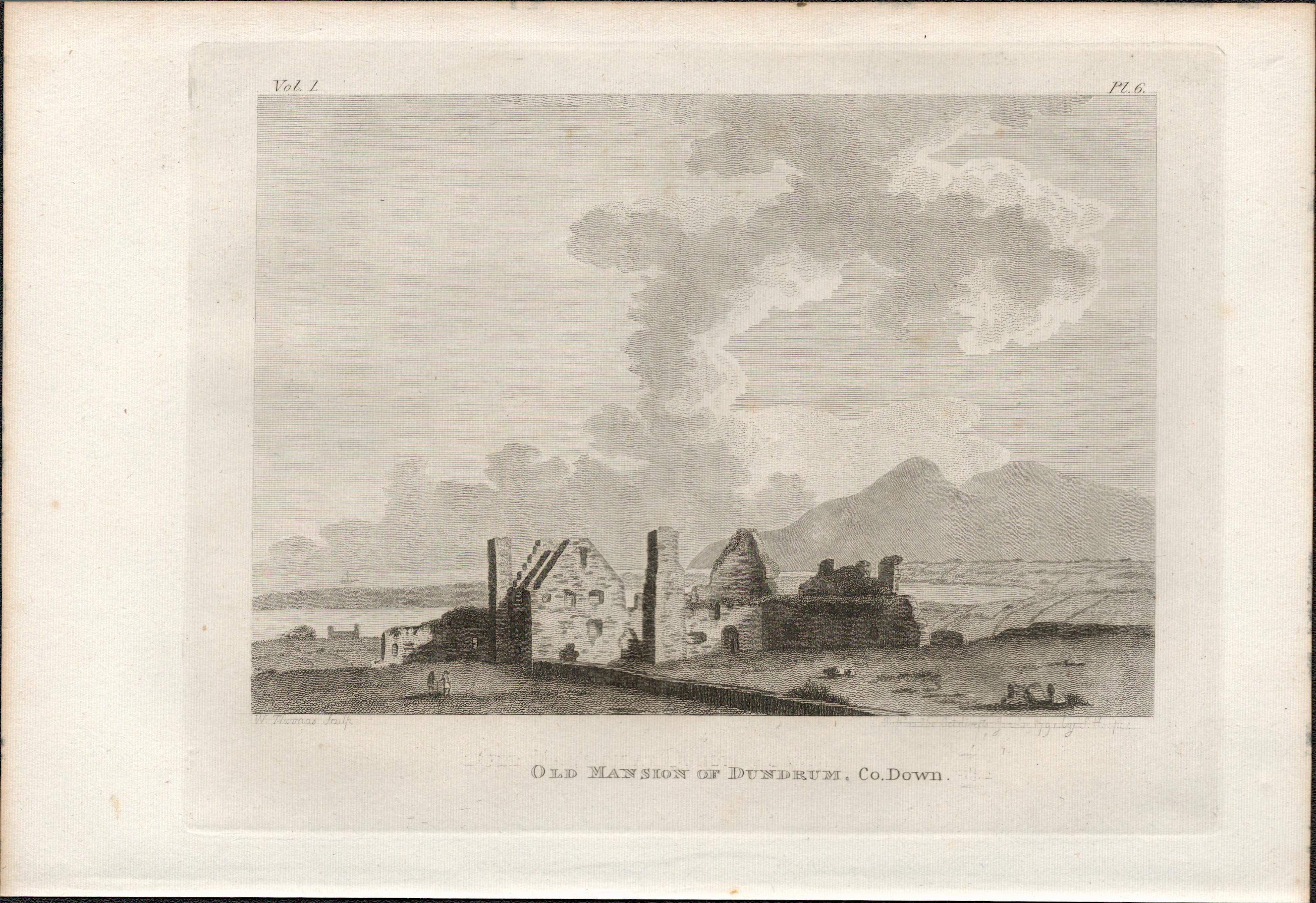 Dundrum Mansion Co Down Rare 1791 Francis Grose Antique Print.