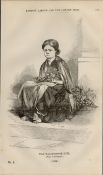 London Wall-Flower Girl Rare Antique 1864 Henry Mayhew Print.