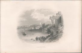 Antique Steel Engraving 1850s Carlingford Louth.