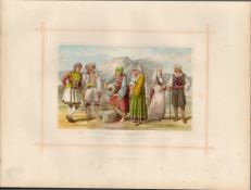 Grecian Hellenes Pelasgi Races Traditional Costume 1882 Antique Print.