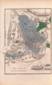 The Lakes of Killarney Antique Map Mrs Hall Tour of Ireland.