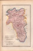 King’s & Queens County 1850’s Antique Map Mrs Hall Tour of Ireland.