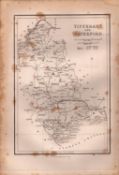 County Tipperary B/W Antique 1850’s Map Mrs Hall Tour of Ireland.