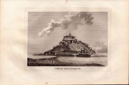 Cornwall St Michaels Mount Francis Grose Antique 1783 Copper Engraving.
