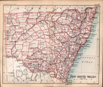 New South Wales Australia Double Sided Antique 1896 Map.