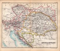 Austria And Hungary Double Sided Antique 1896 Map.