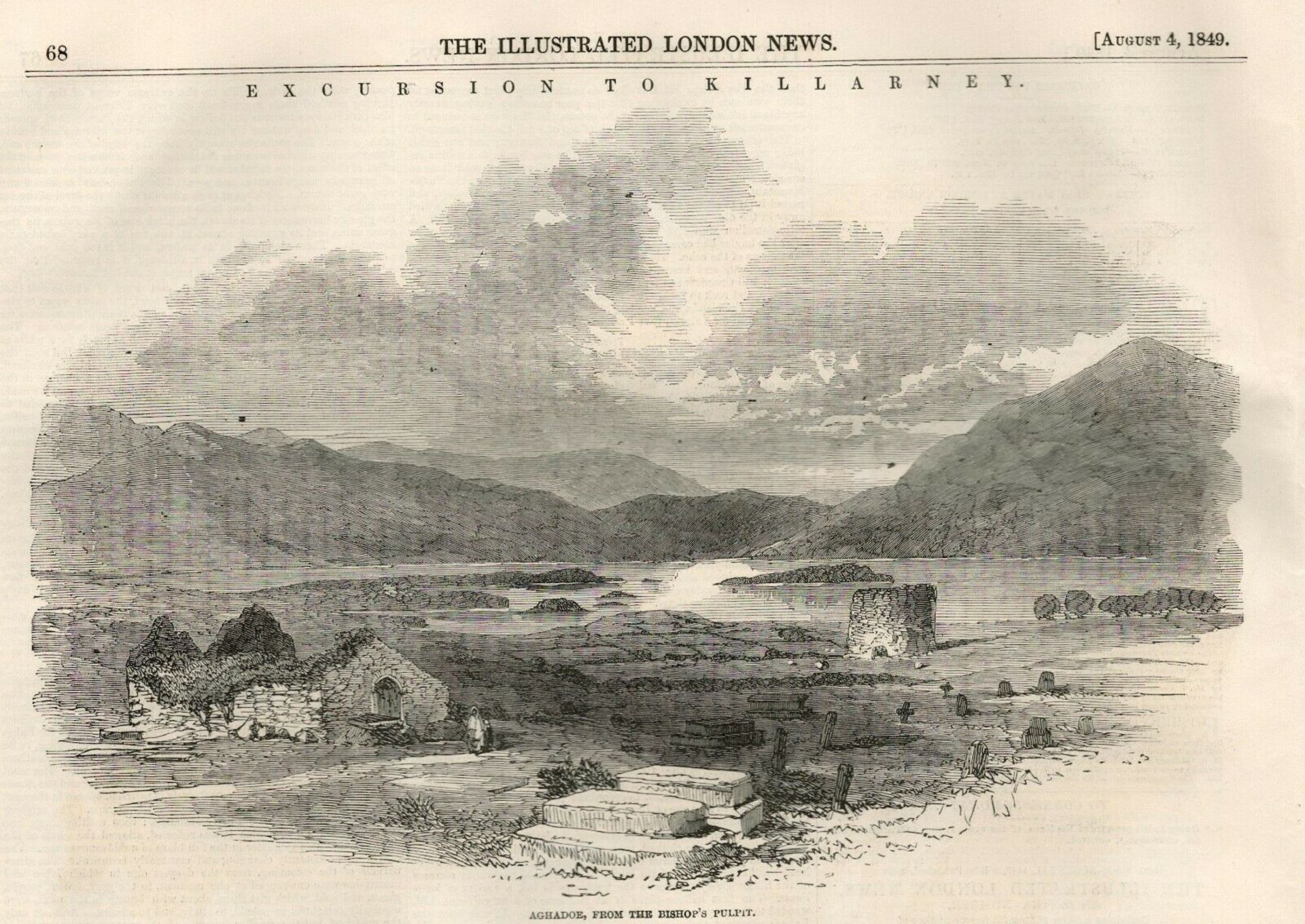 Excursion To The Devils Punch Bowl Killarney 1849 Antique Print - Image 2 of 4