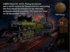 Flying Scotsman Train 100 mph 1934 Speed Record Metal Art Coin Set 3