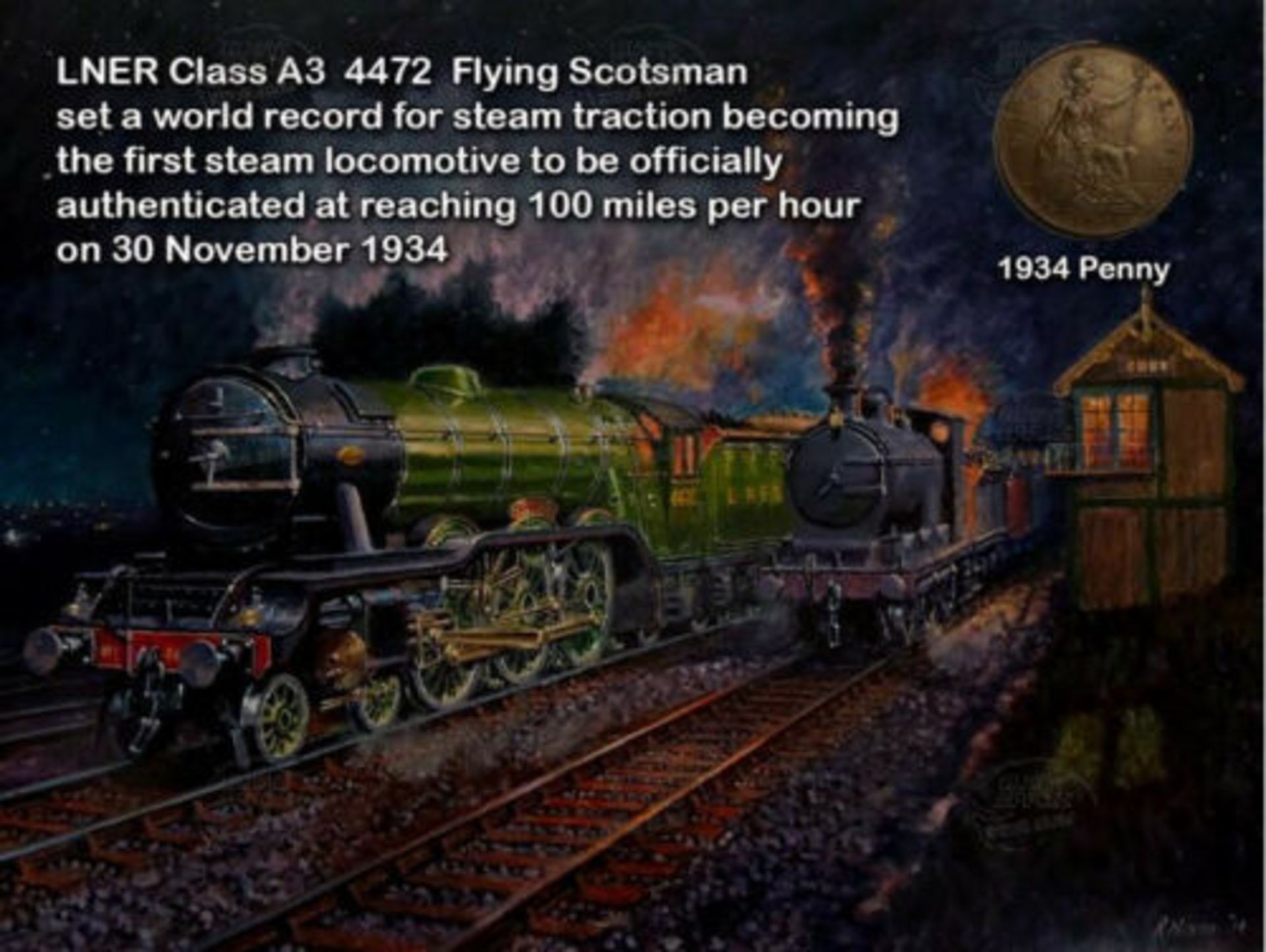 Flying Scotsman Train 100 mph 1934 Speed Record Metal Art Coin Set 3