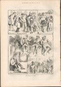 Sketches of Dublin Characters Victorian 1880 Antique Print