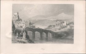 Antique Steel Engraving 1850s Bray Wicklow.